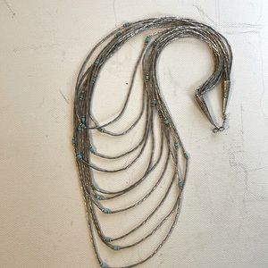 Silver turquoise liquid necklace